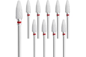 ARTOMNIVERA 10PCS Nail Drill Bits, Ceramic Nail Drill Bit Electric Manicure, 3/32" Corn Shape Shank Drill Bits, Fine - F Cuticle Cleaner Nails File for Manicure Pedicure Cuticle Cleaner Polish, Removing Acrylic