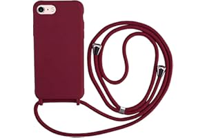Ququcheng Funda Compatible con iPhone 7/8 Plus(5.5"),Ajustable Collar Correa de Cuello Cordón Cuerda Carcasa TPU Bumper Silicona Skin Caso para iPhone 7/8 Plus(5.5")-Rojo