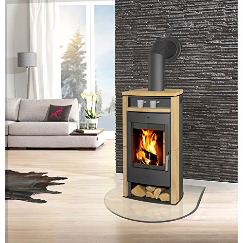 Preisvergleich Produktbild FIREPLACE Kaminofen Paris, Sandstein, 6 kW, Panorama Sichtscheibe