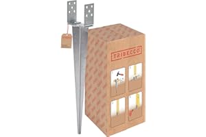 TRIBECCO Soporte de poste de 0 a 120 mm, ajustable, manguito de impacto para suelo, casquillos de suelo, postes de anclaje galvanizados en caliente