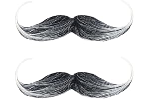 stroyayo 2 Stück Schnurrbart zum Ankleben,Schnauzer zum Ankleben,Fake Bart,Lustiger Bärte zum Ankleben,80er-Jahre-Karneval,Geeignet für Cosplay-Kostüme,Urlaubspartys (Schwarz)