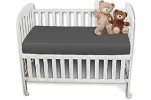BRITISH HOME BEDDING 2 Pack Cot Bed Anti-Allergy, Breathable, Easy Care Fitted Sheets for Babies, Toddlers and Nurseries (Gray, Cot Bed - 60CM x 120CM)