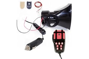 YIYIDA Car Horn Siren Horn 7 Tone Installing Simple Connection Car Cigarette Lighter 135db Emergency Sound Amplifier with Red light Mic PA Speaker System Warning Alarm horn for 12V car truck ship etc