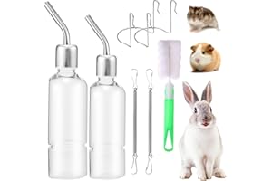 YEAPEAK 2 Pcs Hasen Trinkflasche Winterfest für Meerschweinchen und Kaninchen Mit Halterung - Hamster Nagertränke für Klein Haustiere (Transparent, 350ml*2)