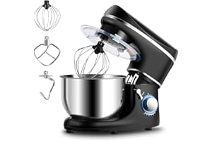 GOPLUS Impastatrice Planetaria con 3 Fruste,1300 W,10 Velocità Variabile,5,5L, Acciaio Inossidabile, Resistente e Multifunzionale, con Ciotola e Coperchio, Robot da Cucina Professionale (Nero)