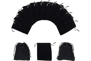 NBEADS 50 Unids Bolsas de Lazo de Terciopelo Negro Bolsas de Joyas Bolsas de Regalo del Favor del Banquete de Boda, 12X10 Cm