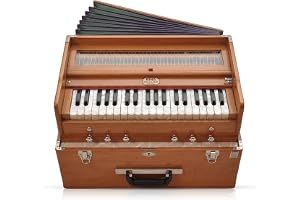 Bina Ultra-bärbar harmonium BINA 23B fällbar safari 3 1/4 oktaver 6 stopp klassisk träfärg, koppling, nylonväska, indiskt mus