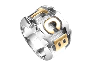 PAURO Herren Edelstahl Gravierte Charakter TCB Ring