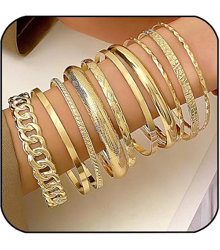 3 Bracelets Manchette En Or Pour Femme - Réglables, Minimalistes - Bijoux De Mariage, Cadeau - 3