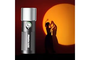 PHOTOOLEX Toricia Fotografica a 4 colori con 20 GOBO, Luce Led Ricaricabile con Batteria 8400mAh per Video Foto, Portatile Luce Ambientale Modellata in Lega di Alluminio per registrazione, vlogging