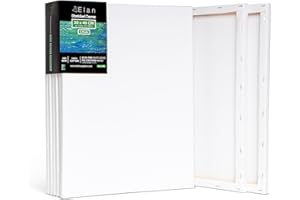 Elan Lienzos Preestirados 30x40, 6-PACK 100% Algodón Lienzos para Pintar Pequeños, Canvas para Pintar 280GSM, Lienzo 30x40, Painting Canvas