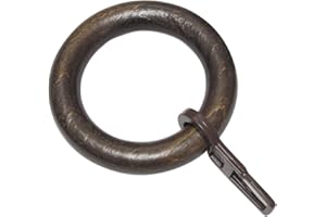 GARDINIA 10 Anillos para Cortina de Barra de Cortina con diámetro de 28 mm, con Gancho para Cortina, Anillos de Cortina, Ancho 9 mm, Madera Colonial