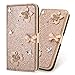 Produktbild Slim 3D Butterfly Bling Glitter Glitzer Diamond Musterg Ledertasche Slim Retro Bookstyle mit Standfunktion Karteneinschub Magnetverschluss Flip Wallet Hülle Schutzhülle für Huawei P20 Lite