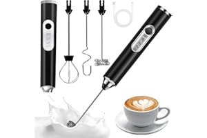TIDEVAN Milchaufschäumer Stab, Milchaufschäumer USB Elektrischer Milchaufschäumer Elektrischer Schneebesen, 3 Gang USB-C Aufladbar Aufschäumer mit 3 Schneebesen, für Kaffee, Latte,Sahne,Eier Schlagen
