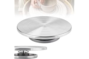 TAZZOR Töpferscheibe, 25cm Aluminium Drehscheibe Craft Clay Drehteller, DIY Tonwerkzeuge Doppelseitige Kuchenkeramik Drehscheibe, 360° Rotating & Non-Slip for Ceramics, Clay Figures and Crafts