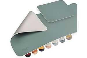 SÖLMO Sølmo podkładka na biurko ze skóry poliuretanowej, zmywalna, podkładka pod mysz XXL, dwustronna, duża, 85 x 40 cm (szaro-zielona/szara)