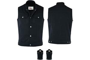 German Wear Denim Motorrad Biker Kutte Weste Bikerweste Motorradweste Stehkragen schwarz
