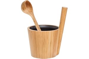 ‎RENTO - SEAU DE SAUNA - BAMBOU ÉCOLOGIQUE-RÉSISTANTE À LA CHALEUR, 5 LITRE [206756] … Rento - Saunaeimer Aufgusseimer Saunakübel - Bambus mit Griff - Schwarz - 5 L