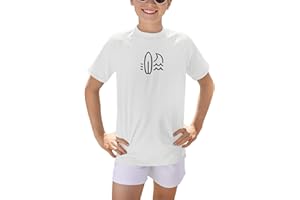 BesserBay Jungen UV Shirt UPF 50+ Kinder Rashguard Kurzarm Rundhals Schwimmshirt Badeshirt 110-160