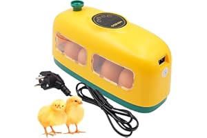 MOGOULUA 8 Eier Inkubator Küken Brutmaschine mit Eingebaut LED Ei Fruchtbarkeitsprüfer Eierbrutschrank für Geflügeleier Temperaturkontrolle Inkubator Digitaler Vollautomatische Brutmaschine (Gelb)