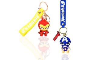 Vicyol S&D 2ud Llaveros de los Vengadores Capitán América e Iron Man. Llaveros Superhéroes 3D en Silicona y ABS con Correa y Mosquetón de Metal (2 Piezas)