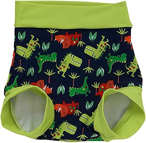 H2O Babies Boys Dinosaur Swim Diaper Nappy Cover Trunks Resusable Washable - Navy - 6/9 Months