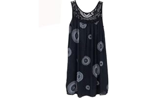 SHOBDW MUJER Vestidos Mujer Verano 2021 Nuevo SHOBDW Floral Vestidos Casual Cuello Redondo Sin Mangas Suelto Retro Elegante Vestidos de Fiesta Mujer Cortos Talla Grande