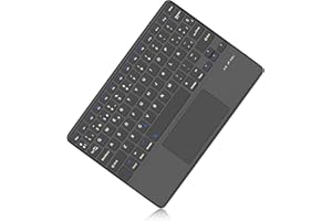 IVEOPPE Teclado con Trackpad Bluetooth Inalámbrico, Tableta Compatible con Android/ Samsung/Huawei/Xiaomi /Lenovo, Teclado Español Ñ Bluetooth Inalámbrico Súper Delgado de para iPad, iPad Pro, iPad Air, Negro