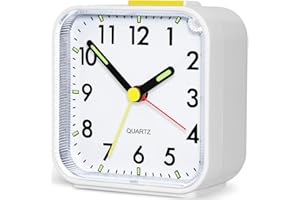 Jcobay Battery Powered Alarm Clock Bedside Non Ticking Silent Desk Clock Little Small Clock Simple Table Analogue Clocks Snooze Light for Bedrooms Office Outdoors Heavy Sleepers Travel Girl Children