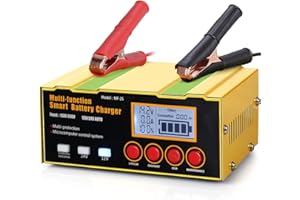 ‎CREBEAU 12A Ladegeräte für Autobatterien, 12V/24V Intelligentes Ladegerät Autobatterie mit LCD Bildschirm, Ladegerät Auto und Motorrad, Batteriepfleger mit Rekonditionierungsmodus und AGM