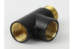 MYHOMEWARE Heating Element Connector-Dual Fuel Chrome -White -Black T Piece's for Electric Towel Rail Radiator (Black T-Piece)