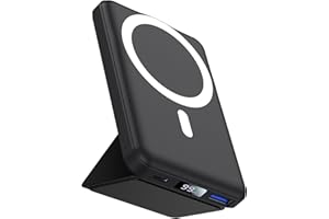 Wireless Power Bank, Yiisonger 10000mAh Faltbarer Magnetische Powerbank Mini PD 22.5W Schnellladen mit LED Display, Akkupack Kompatibel mit MagSafe für iPhone 14/13/12 Pro/Pro Max/Plus/Mini (Schwarz)