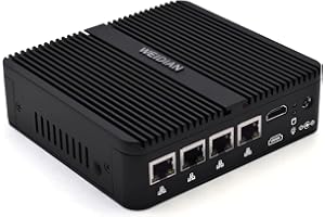WEIDIAN Firewall 2.5GbE, Firewall PC, Network Security Micro Appliance, Router PC, Celeron J4125, AES-NI, HDMI, RS232 COM, 2USB3.0, 4RJ45 LAN, SIM Slot, Compatible with OPNsense etc(8GB RAM/256GB SSD)