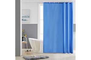 FURLINIC Cortina Ducha Tela Antimoho,Poliéster Cortinas de Baño Decorativas Impermeable & Lavable,Azul Duchas de Baño Cortinas Esquina con 10 Aros Cortina Ducha-150x180cm.