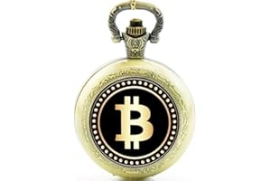 Cymru Apparel Gift Boxed Bitcoin Cryptocurrency Quartz Pocket/Necklace Watch