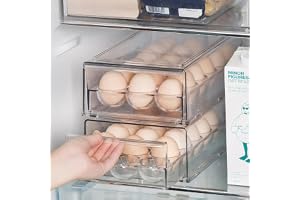 LENND Stackable Egg Holder,BPA Free Refrigerator Organizer Bins, 18 Egg Tray