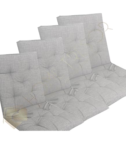 Cuscini Per Sedie Da Giardino - 6 Pezzi In Poliestere, Dimensioni 100x50x4 Cm, Colore Crema - Foto 6