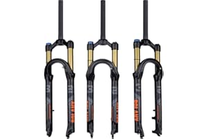 BOLANY 27.5/29inch Bike Suspension Fork 120mm Travel 28.6mm (1-1/8inch)*220mm Thread-Less Straight Steerer 9mm QR*100mm Spacing Disc Brake Version MTB Air Forks