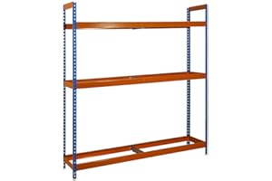 Simon Rack Estantería para Neumáticos, Soporte Neumáticos, 3 Niveles, Alta Capacidad Carga 120 kg, 2000x1800x450 mm, Estantería para 18 neumáticos, Azul/Naranja - Simonauto