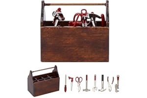 ZERODIS Dollhouse Miniature Tool Box, 1:12 Doll House Accessories Mini Miniature Tool Box Wooden Toolbox Model Simulation Ornament Decor Toys for kids