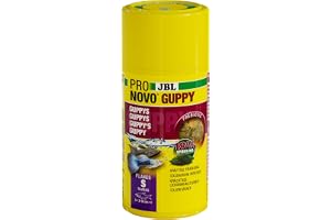 PRONOVO GUPPY FLAKES, huvudfoder för guppies och andra viviparösa 3–10 cm, fiskfoderflingor, storlek S, 100 ml