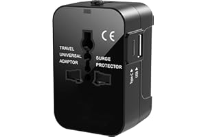 RICOKEY Reiseadapter Weltweit Universal Reisestecker mit USB C, Internationaler Steckdosenadapter mit 2 USB Universal AC Steckdose Travel Adapter für USA UK AUS EU England Thailand Italien Deutschland