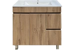 EL BAÑO MODERNO Juego Mueble Baño con Lavabo. Mueble Lavabo 80 cm. Mueble Bajo Lavabo Compacto Preinstalado de Fábrica. Mueble Baño con Lavabo 80 cm con Pie de Porcelana Ideal para tu Hogar.