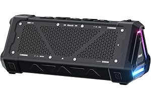 RIENOK Głośnik Bluetooth 30 W, przenośny, z trybem EQ, USB Audio, wodoodporny IPX7, bezprzewodowy głośnik basowy ze światłem LED, 24 godziny odtwarzania