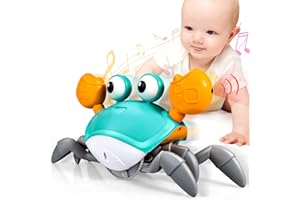 CARROUSEL Granchio che Cammina Neonato, Giocattolo Granchio Strisciante per Bambini 1 2 3 Anni, Gioco con Musica e Luci LED, Regalo per Bambini 1 2 3 Anni (Verde)