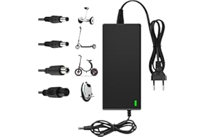 Dufuso Chargeur Trotinette Electrique, 42V 2A Chargeur Universel pour Toutes Les Batteries Lithium de 36V, Chargeur Hoverboard avec 4 Connecteurs, Compatible avec Ninebot,Xiaomi et d'autres