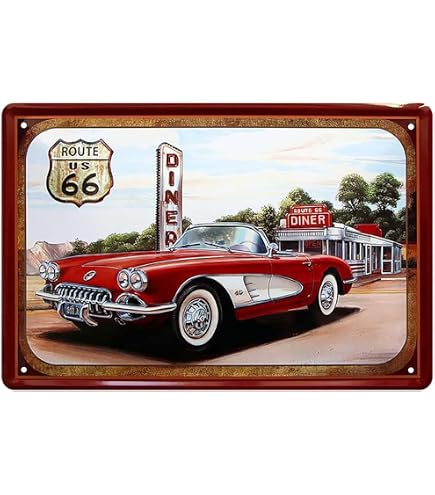 Ylens Targa Vintage In Metallo 'Garage' | 8x12 Cm | Stagno Con Fori | Decorazione Retrò Per Officina E Bar