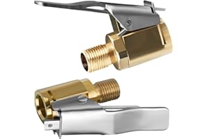 URAQT Adaptateur de Valve de Pneu de Voiture, 2pcs Embout de Gonflage Laiton, Clip de tête de conversion pour valves de pneu, Compatible avec toutes les valves de pneus avec filetage de valve