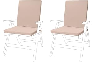 Gardenista Low Back Chair Seat Pads | Outdoor Water Resistant Garden Chair Cushions With Backs | Soft and Thick Seat Cushion with Secure Ties | Durable Patio Furniture Pad (2 Piece, Stone)