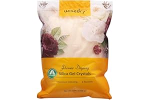 wisedry Żel krzemionkowy do suszenia kwiatów, 2,3 kg (2,2 kg), drobne kryształy, 1 mm, osuszacz wskazujący kolor, piasek krzemionkowy wielokrotnego użytku